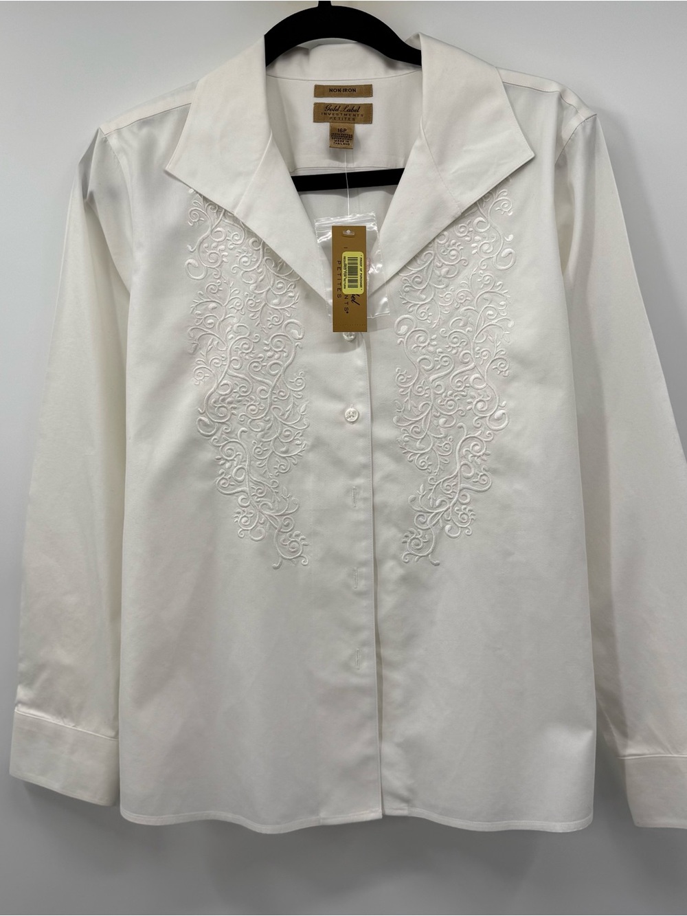 Mona B Embroidered Button-Down Shirt in White